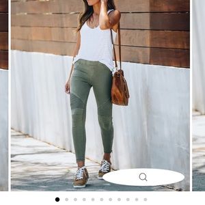 New!!Olive green Moto style spandex leggings/pants